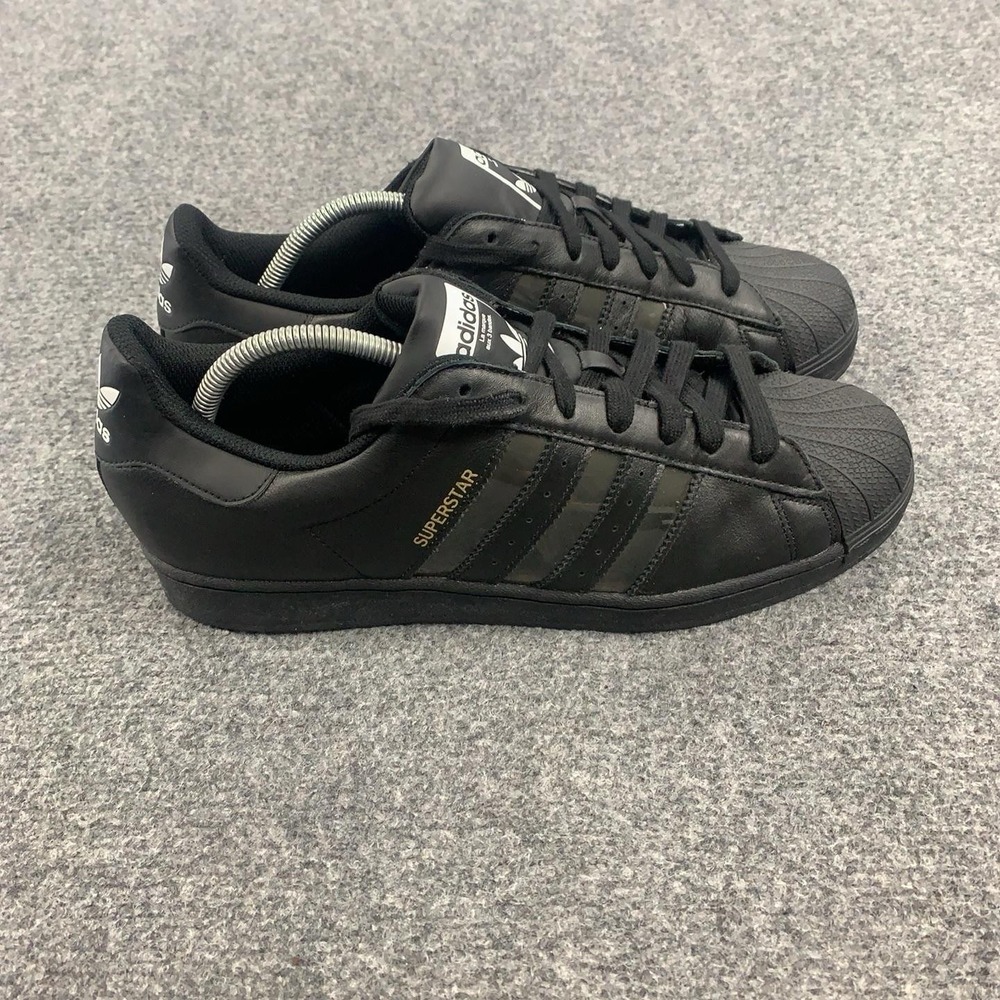 Adidas Superstar Shoes Mens Size 11.5 Black Leather Low Top Sneakers FX5567